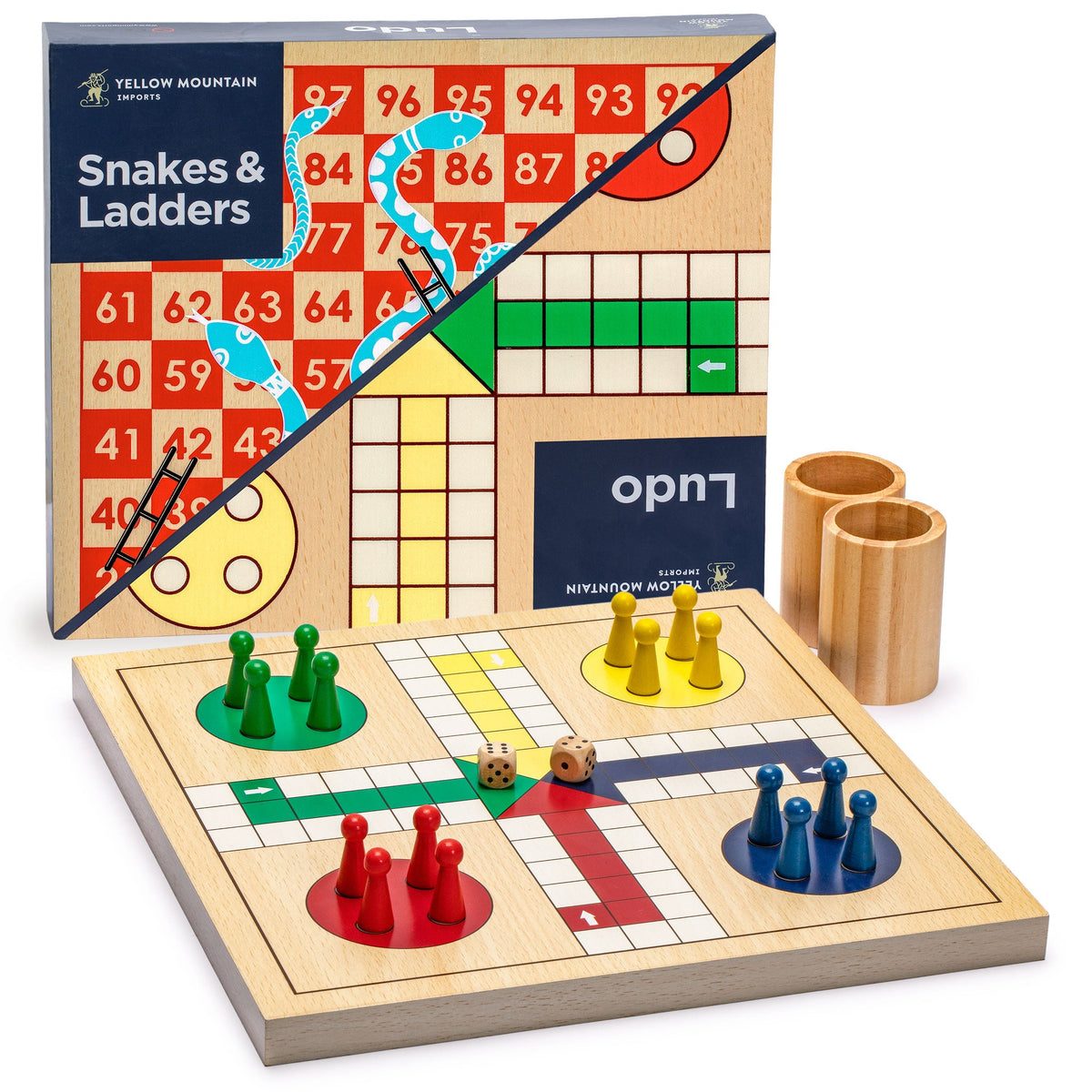 Ecologie Beperken Kaap 2-in-1 Reversible Wooden Snakes and Ladders, Ludo Game Set - 11.3" – Yellow  Mountain Imports
