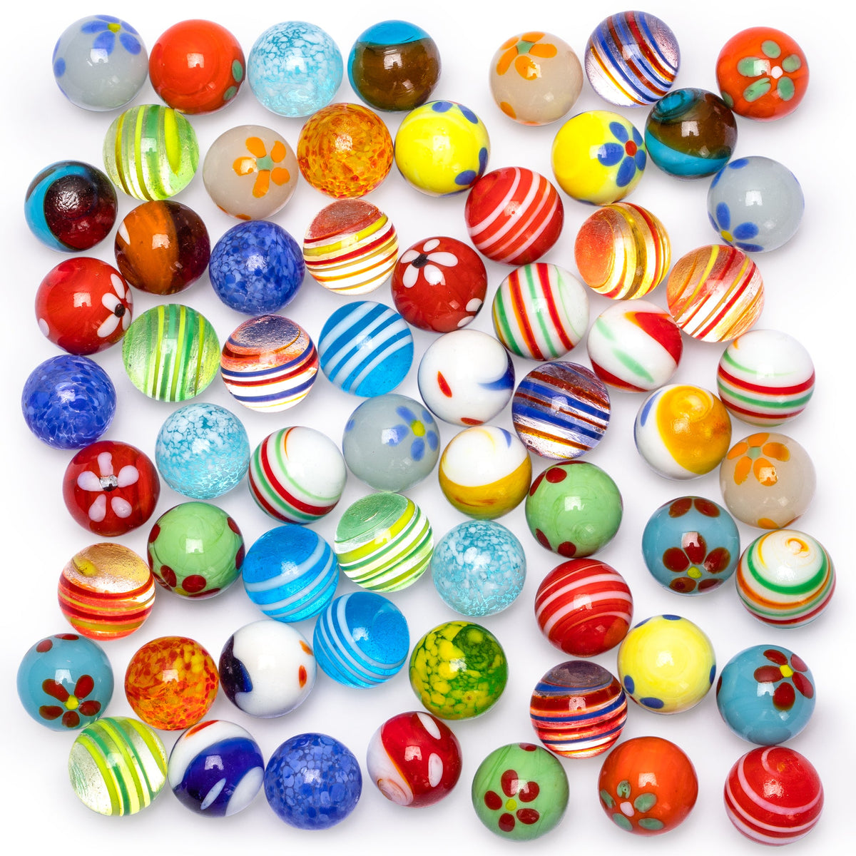 Collector's Series Assorted Marbles Set in Tin Box, Floral – Yellow  Mountain Imports