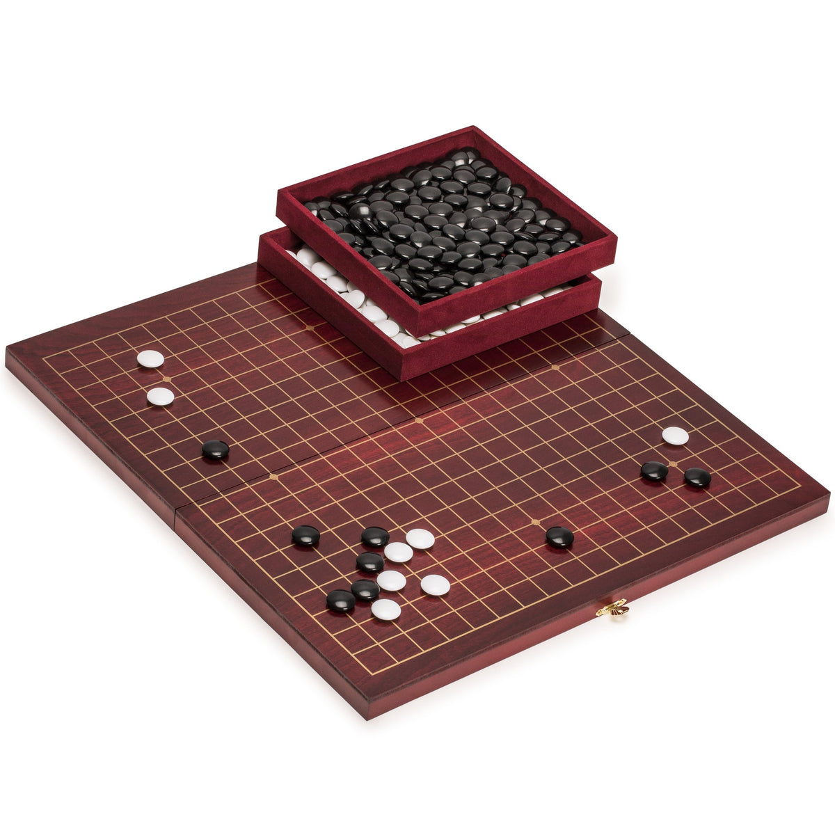 Dark Cherry Pattern 0.8-Inch Folding Go Game Set Board with Double Convex  Melamine Stones