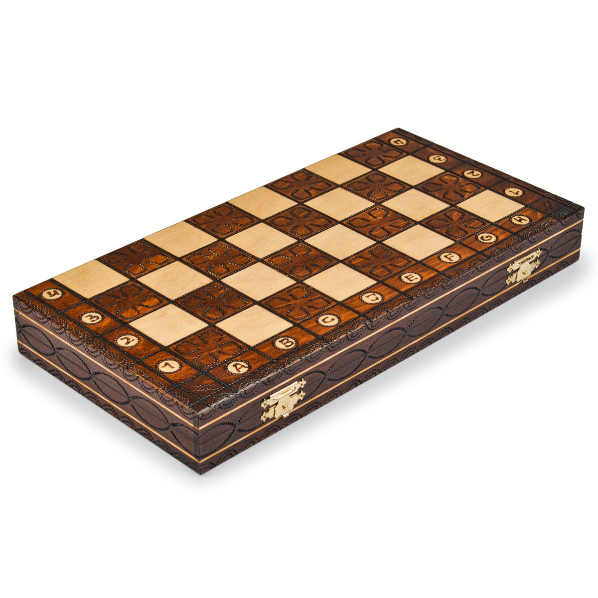 Wegiel Handmade Junior European International Chess Set - 16 Inch Folding  Wooden Board & Pieces