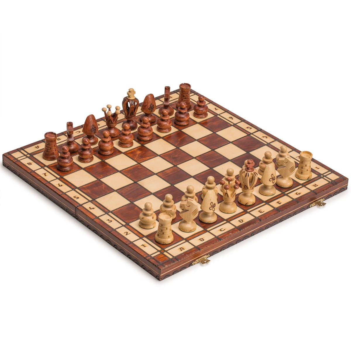 Wooden European International Chess Set, 19 x 18.5 Inches, 