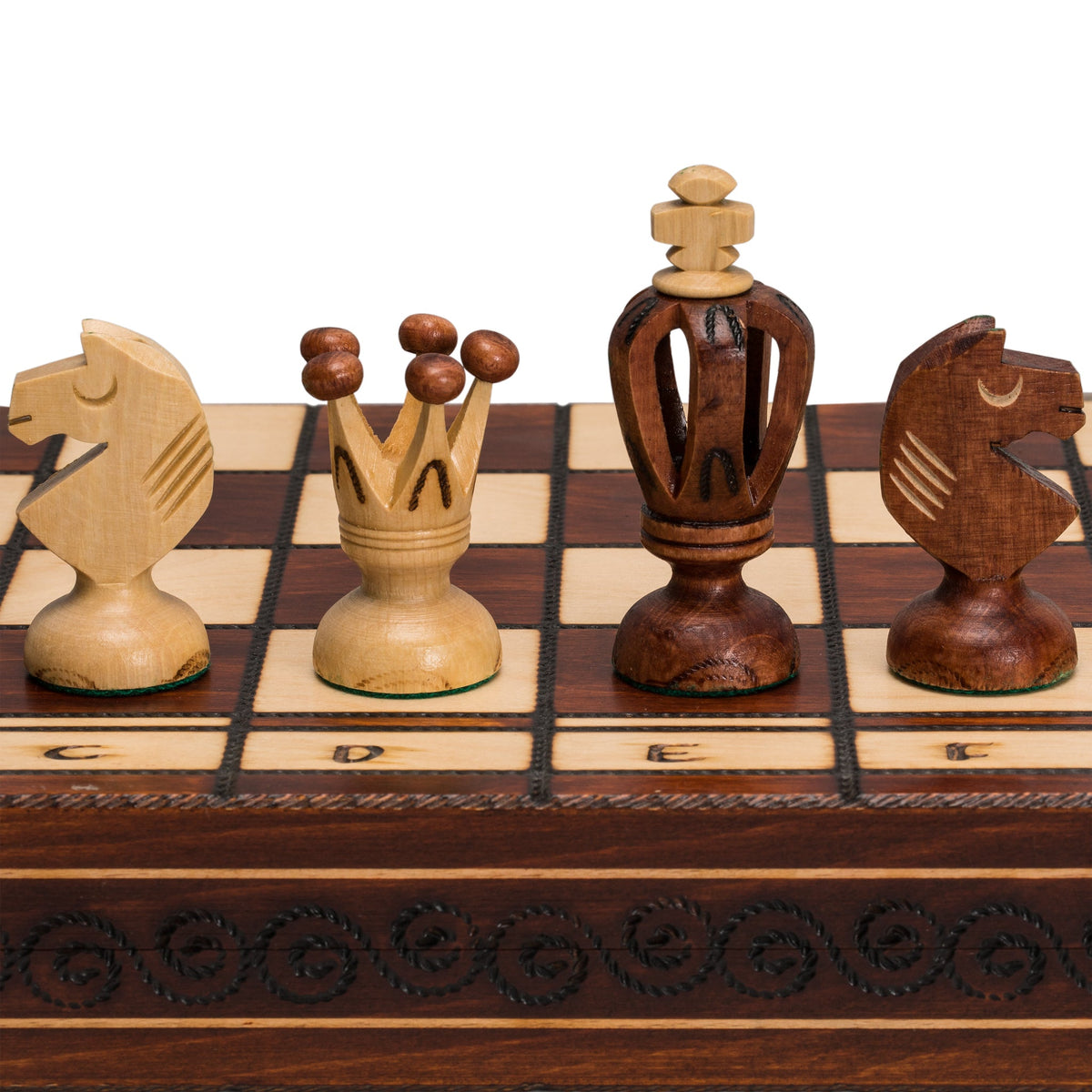 Wooden European International Chess Set, 19 x 18.5 Inches, 