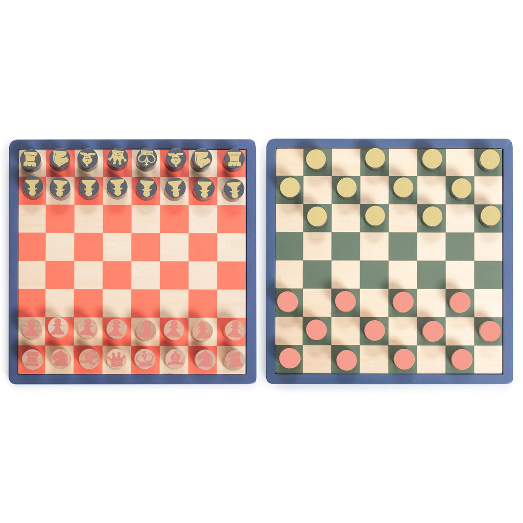 2-in-1 Chess and Checkers Set - Classic Wooden Board Game, 11.8"-Yellow Mountain Imports-Yellow Mountain Imports