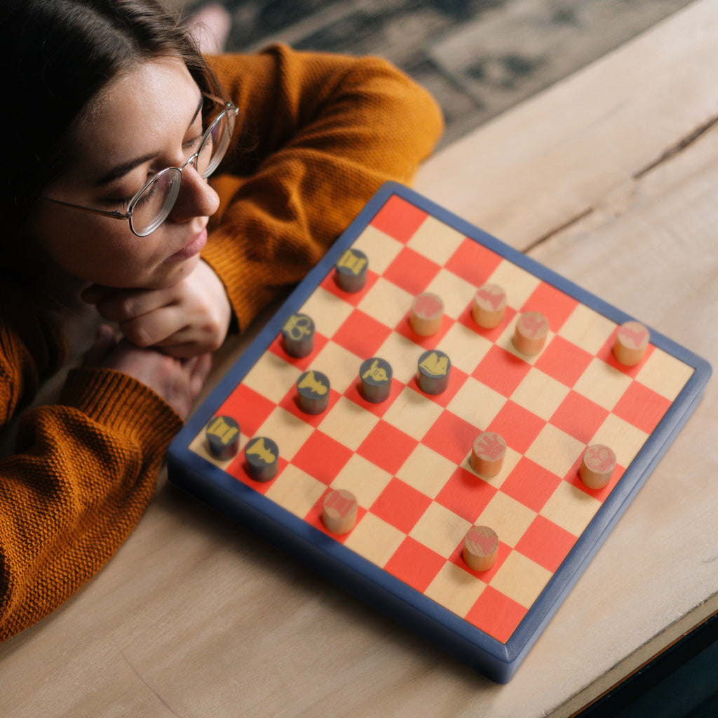 2-in-1 "Flip & Play" Wooden Chess and Checkers/Draughts Set, 11.8"-Yellow Mountain Imports-Yellow Mountain Imports