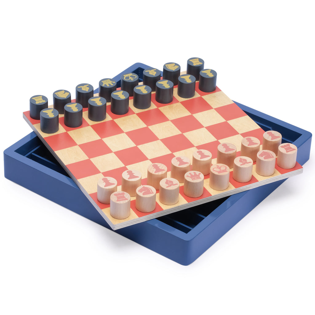 2-in-1 "Flip & Play" Wooden Chess and Checkers/Draughts Set, 11.8"-Yellow Mountain Imports-Yellow Mountain Imports