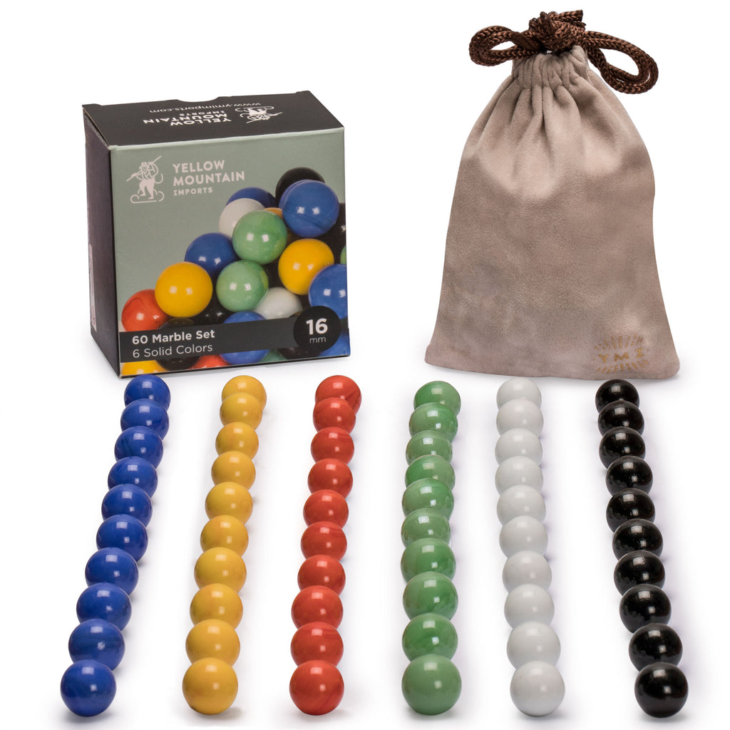 60 Pieces Chinese Checkers Marbles Set with Solid Colors - 16 Millimeters-Yellow Mountain Imports-Yellow Mountain Imports