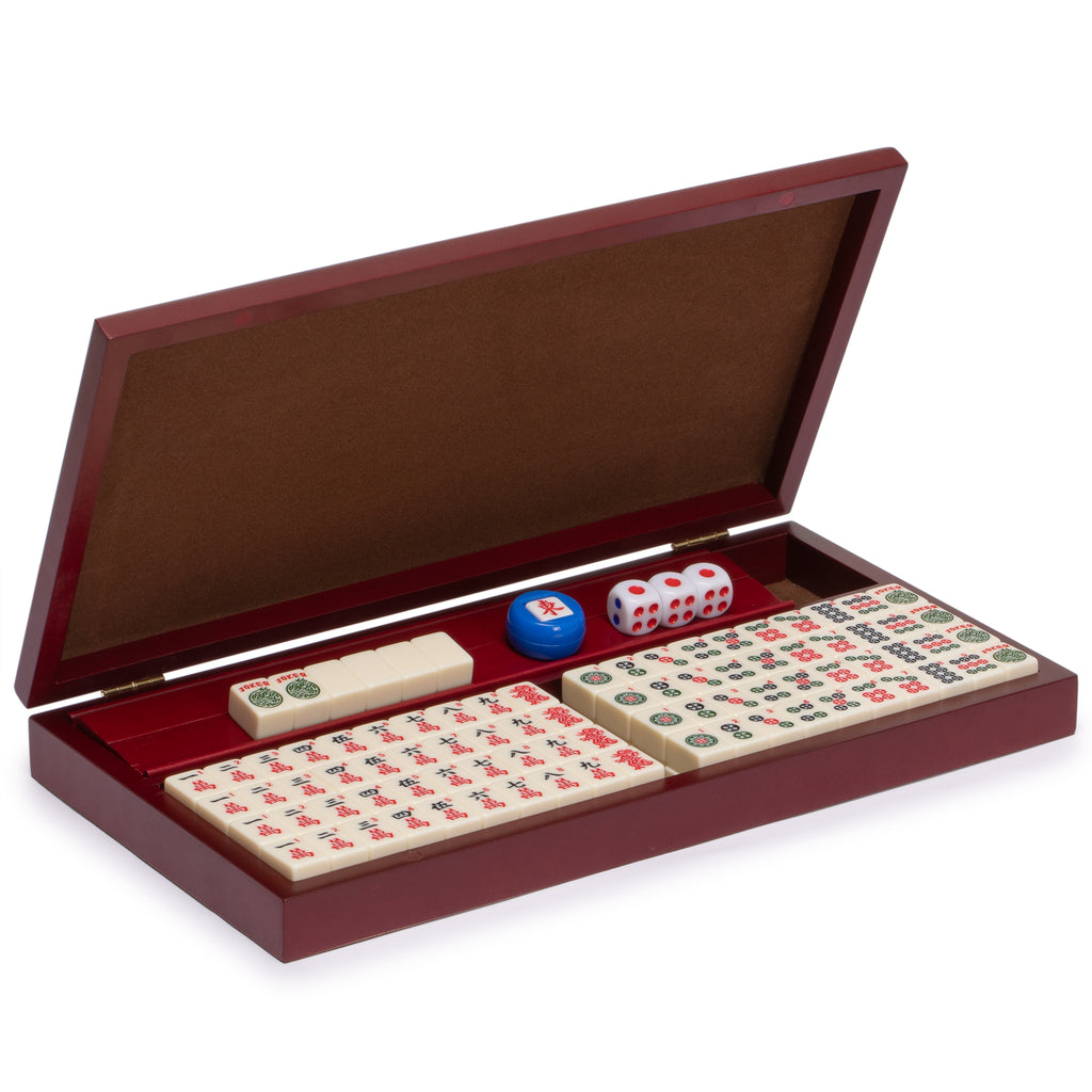 American Mahjong Set, "Classic Mini" with Portable Wooden Case - Four Wooden Racks, Wind Indicator, and Dice-Yellow Mountain Imports-Yellow Mountain Imports