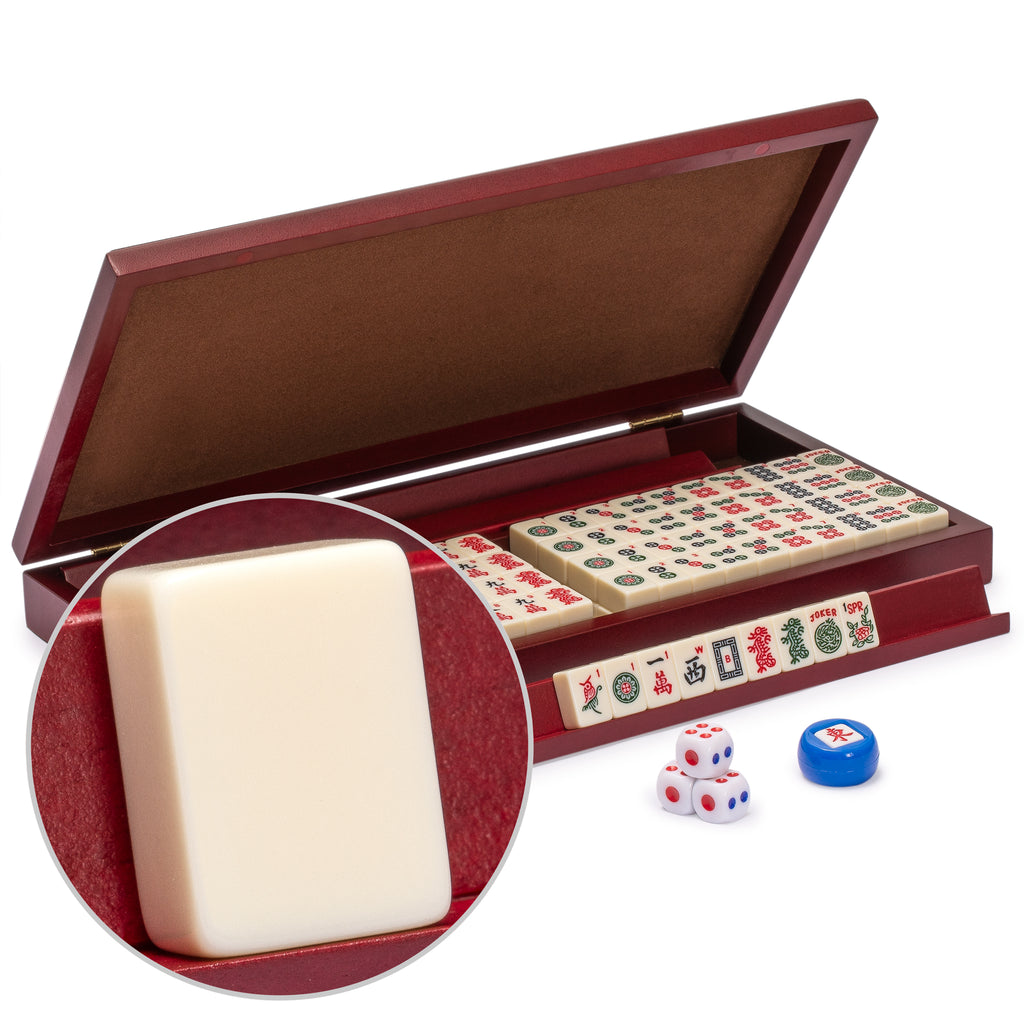 American Mahjong Set, "Classic Mini" with Portable Wooden Case - Four Wooden Racks, Wind Indicator, and Dice-Yellow Mountain Imports-Yellow Mountain Imports