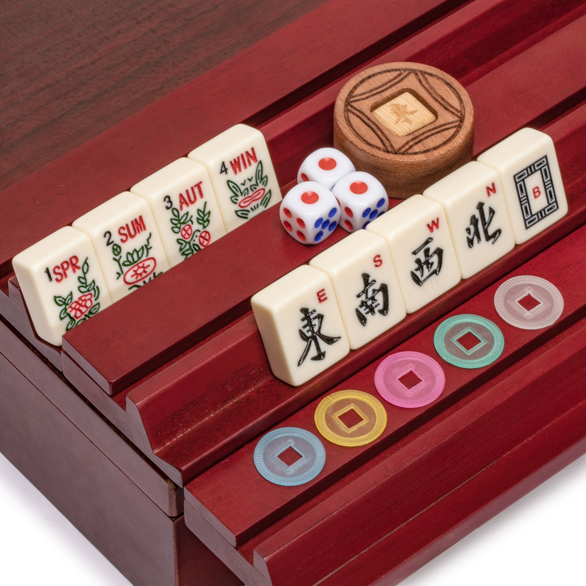 Mahjong set with case top