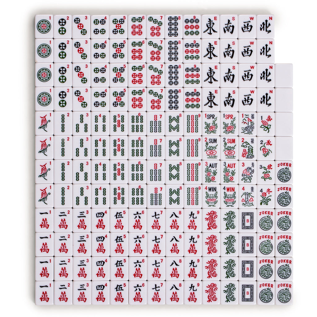 American Mahjong Set, "Harbor Mint" with Beige and Blue Soft Case - Racks with Pushers, Scoring Coins, Dice, and Wind Indicator-Yellow Mountain Imports-Yellow Mountain Imports