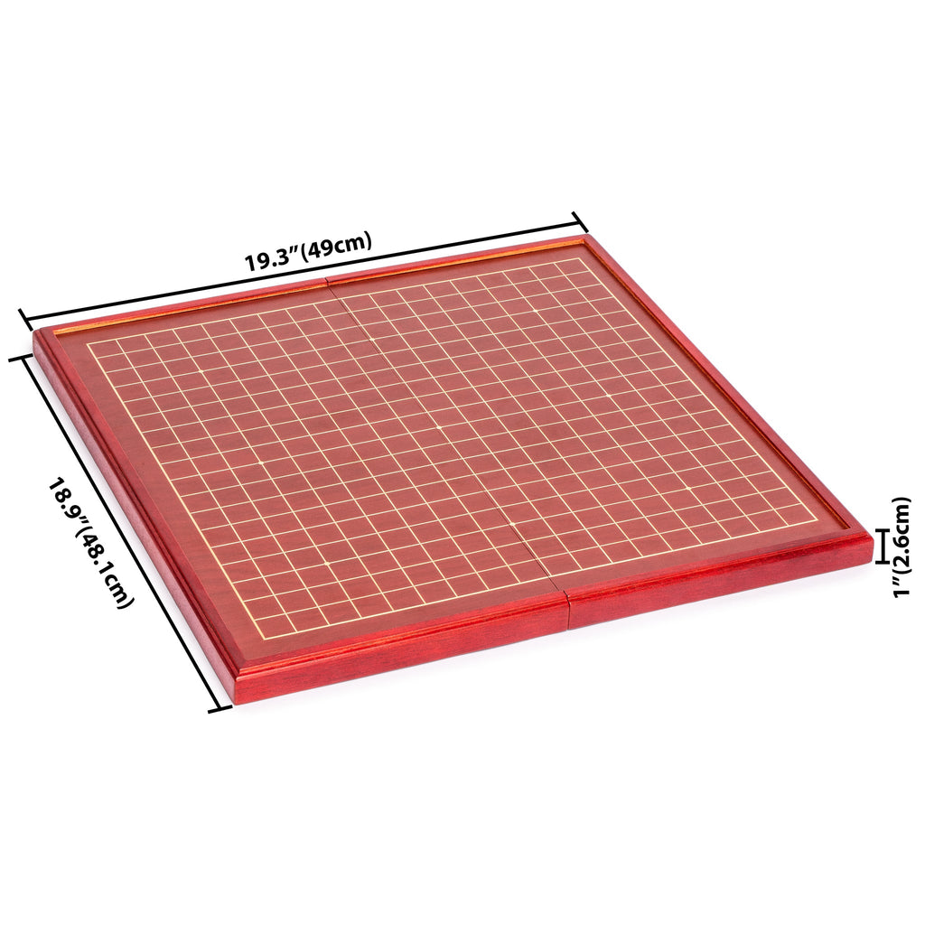 Cherry Wood Pattern 0.8" Folding Go Game Set Board with Double Convex Melamine Stones-Yellow Mountain Imports-Yellow Mountain Imports