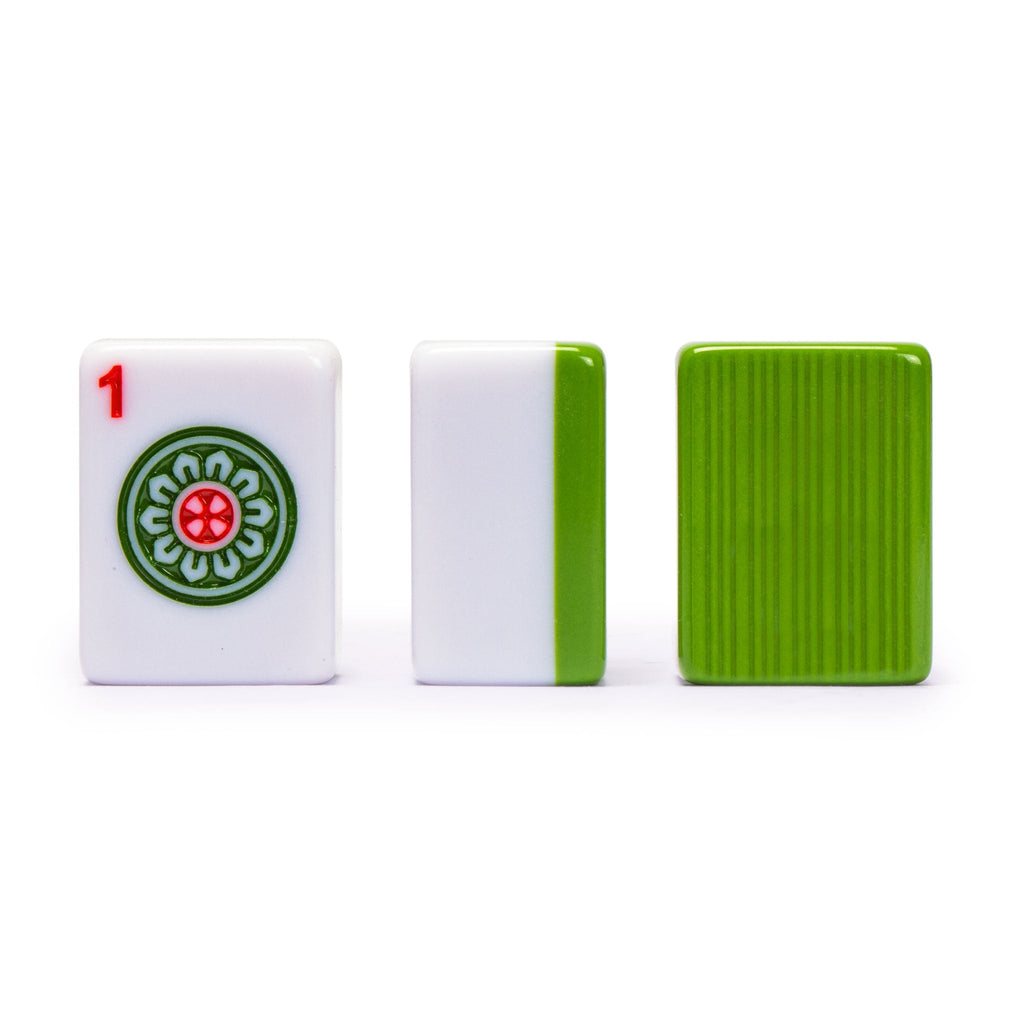 Chinese Mahjong Set, "Bamboo Oasis" with 146 Small Tiles, Red Vinyl Case, Wind Indicator and Dice - for Chinese Style Gameplay Only-Yellow Mountain Imports-Yellow Mountain Imports