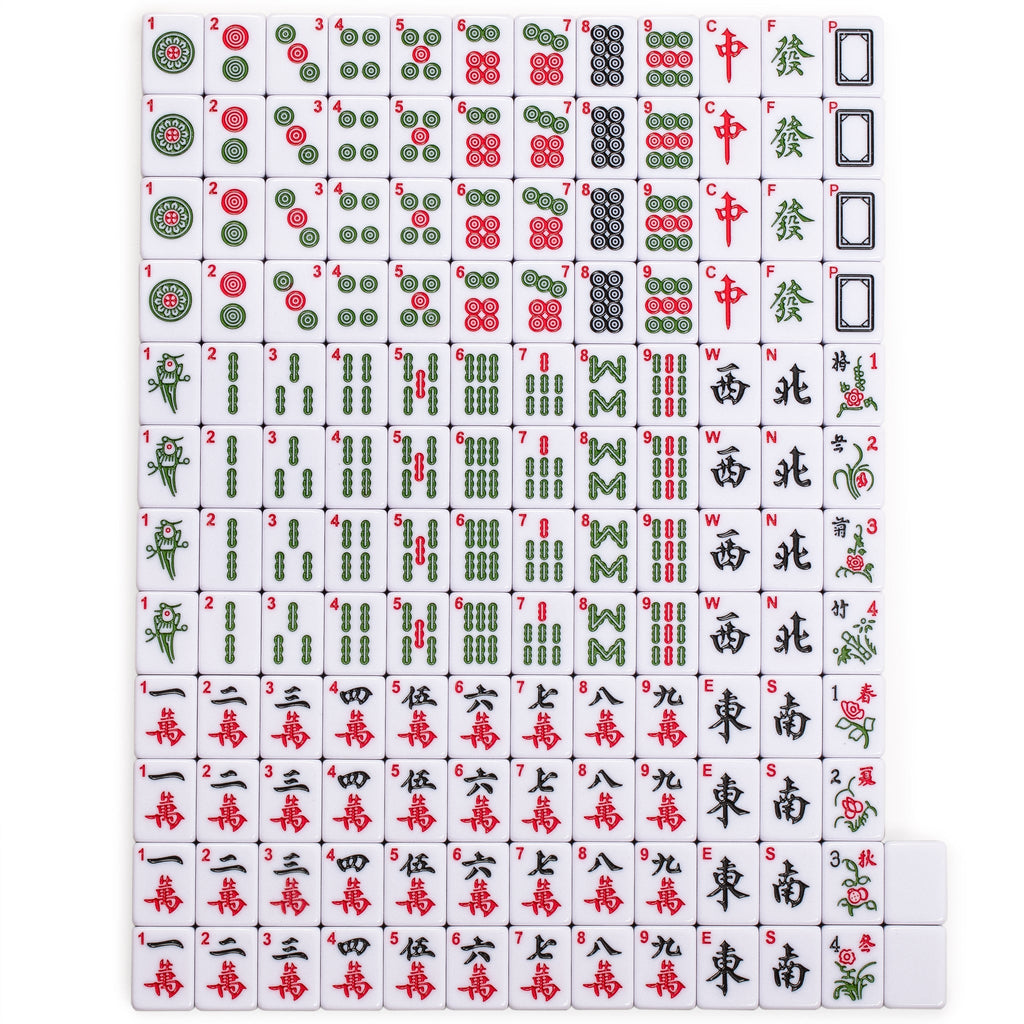 Chinese Mahjong Set, "Bamboo Oasis" with 146 Small Tiles, Red Vinyl Case, Wind Indicator and Dice - for Chinese Style Gameplay Only-Yellow Mountain Imports-Yellow Mountain Imports