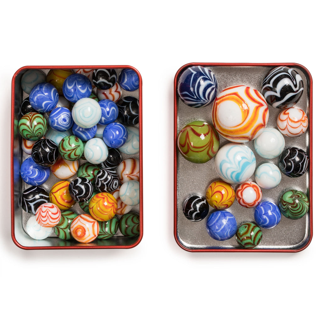 Collector's Series Assorted Marbles Set in Tin Box, Floral – Yellow  Mountain Imports