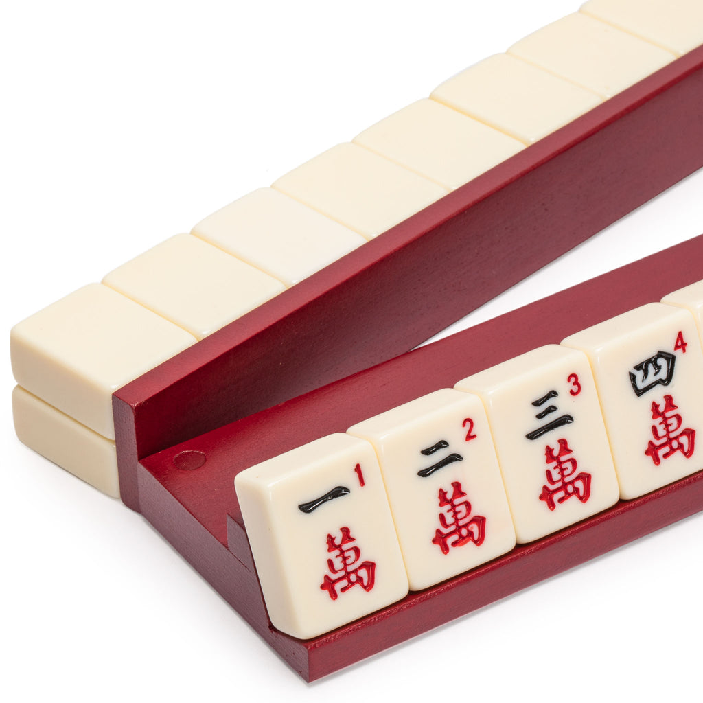 Dark Camphor Wooden Mahjong Game Racks with Pushers, 18" - Set of 4-Yellow Mountain Imports-Yellow Mountain Imports