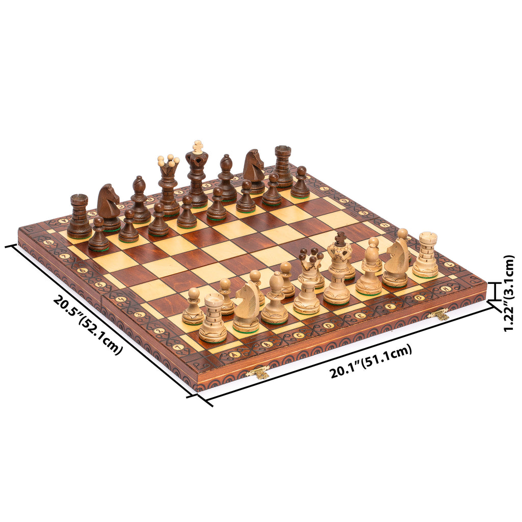 Husaria European International Chess Wooden Game Set, "Ambassador" - 21.7"-Husaria-Yellow Mountain Imports