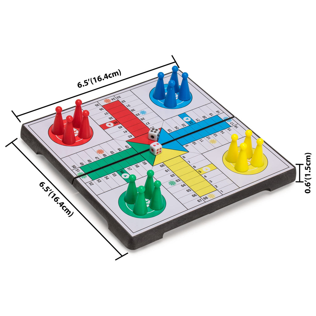  Amerous 10 Ludo Go Board Folding Travel Magnetic Ludo Set :  Toys & Games