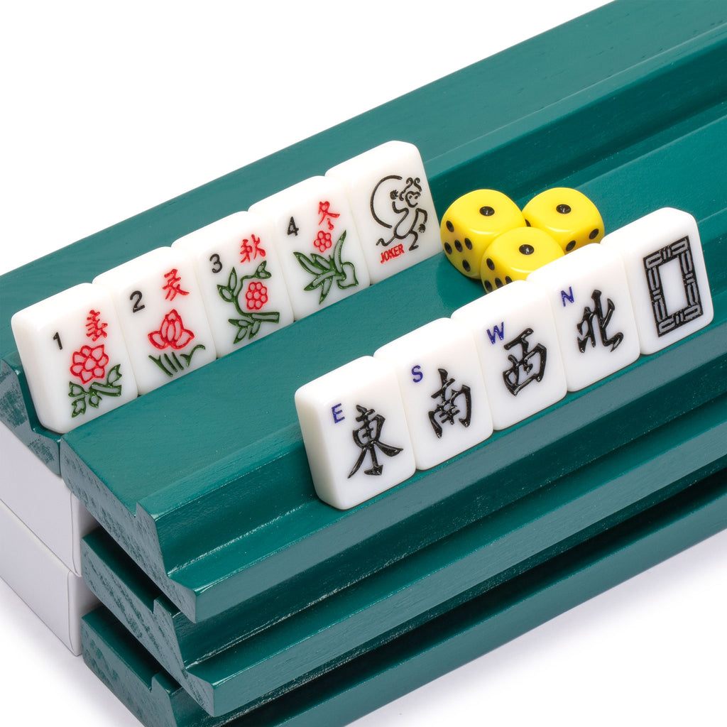 Mah-Jinn, a New Kind of Mahjong for Young Players - Complete Game Set with Tiles, Wooden Racks, Dice, and Illustrated Guide Book-Yellow Mountain Imports-Yellow Mountain Imports