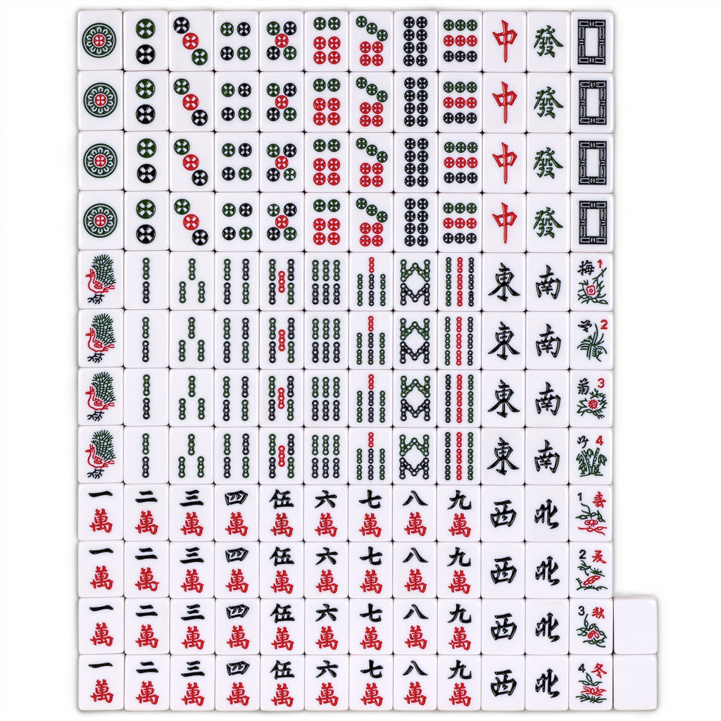 Professional Chinese Mahjong Game Set, "Double Happiness" (Green) - 146 Medium Size Tiles-Yellow Mountain Imports-Yellow Mountain Imports