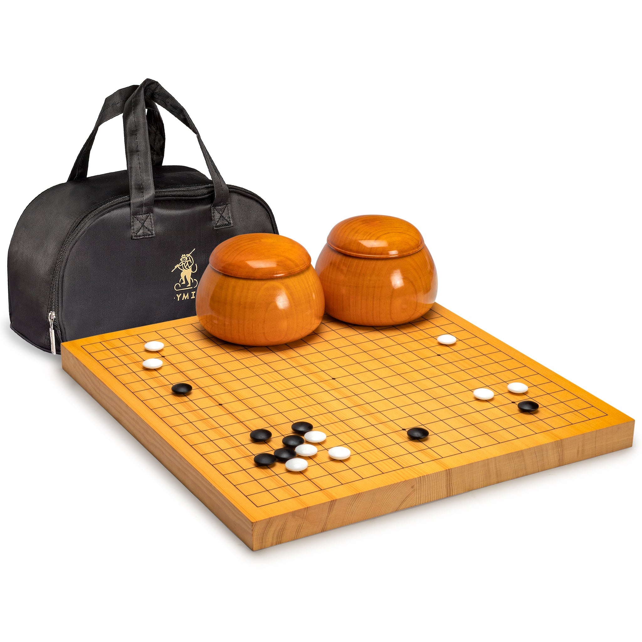 Shin Kaya 1.2-Inch Reversible Go Game Set Board with Double Convex Korean  Hardened Glass Paduk Go Stones and Jujube Bowls