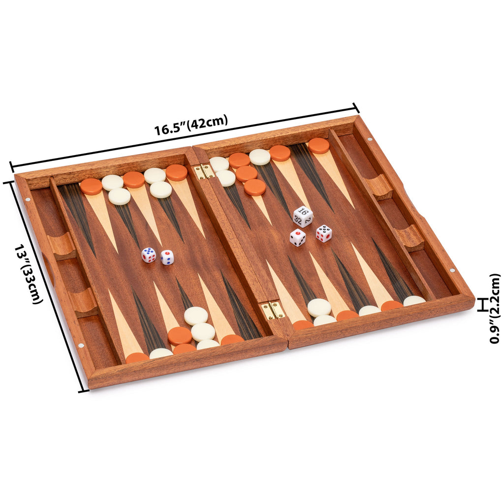 Wooden Inlaid Backgammon Game Set, "Pasadena" - 13"-Yellow Mountain Imports-Yellow Mountain Imports